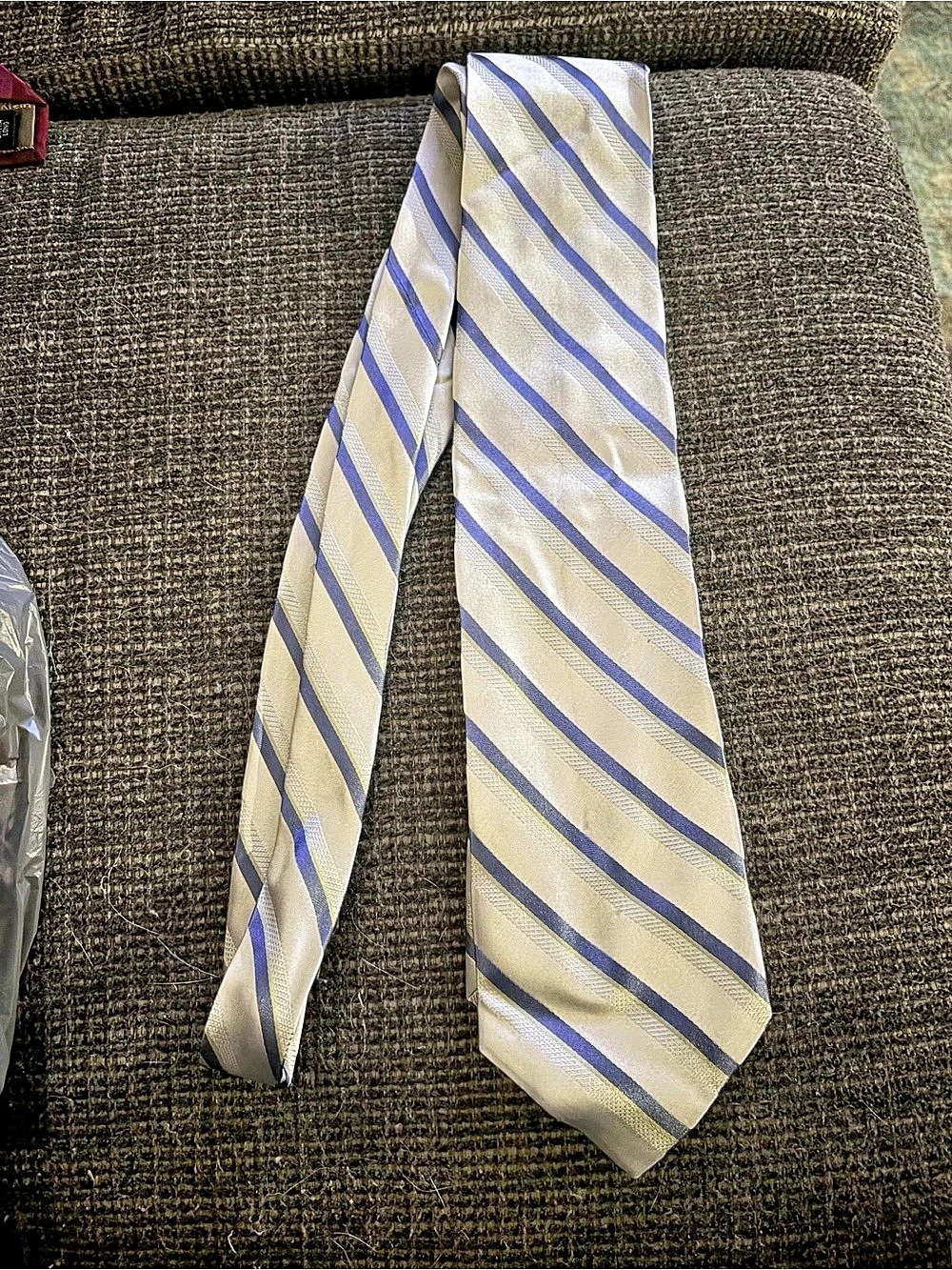 Calvin Klein Striped Tie in White & Blue Like New